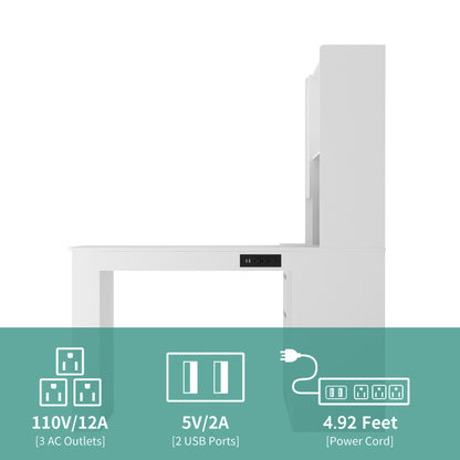 L-Shaped Office Desk with Bookshelf and Storage