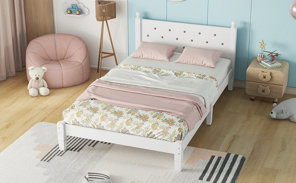 Twin Upholstered Bed with Button Headboard