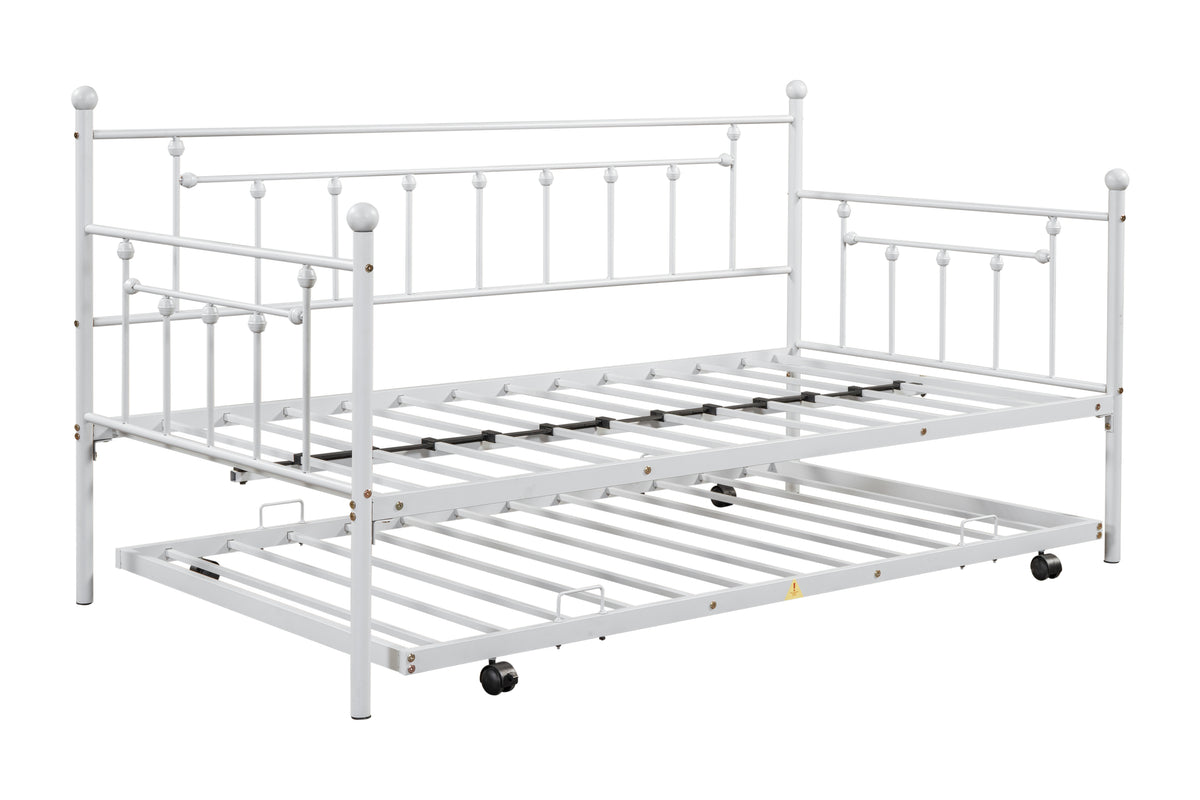 Metal Double Platform Bed Light Gray