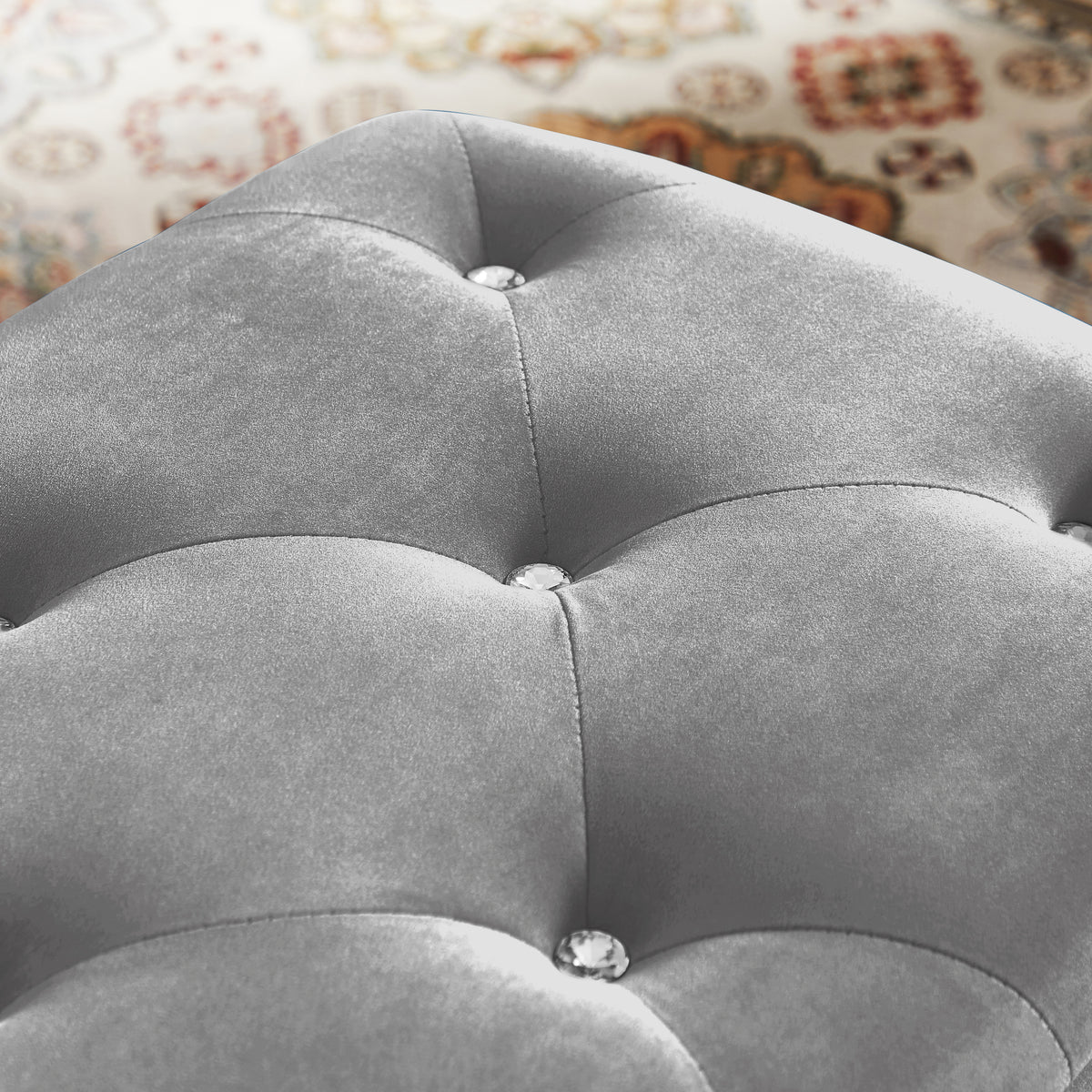 Flip-Top Storage Bench with Velvet Seat Gray