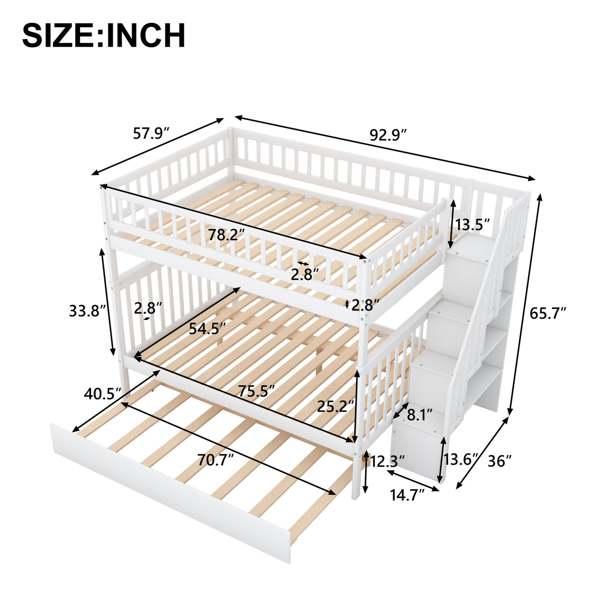 Full Over Full Bunk Bed White