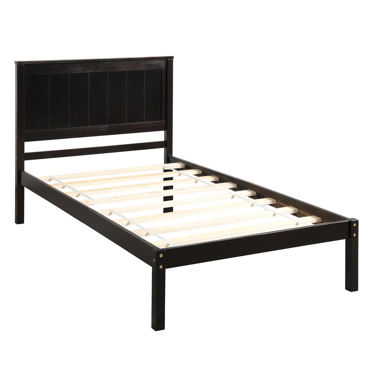 Espresso Twin Platform Bed – Wood Slat Support