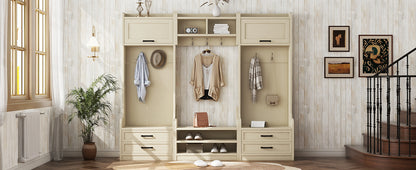 Hall Tree Cabinet Beige
