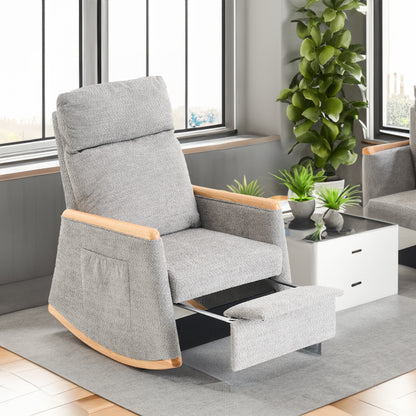 Rocking Chair with Footrest Gray