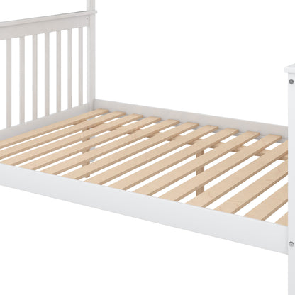 Twin Over Full Bunk Bed with Staircase White