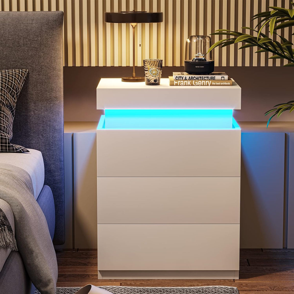 Lumina 3-Drawer LED Nightstand