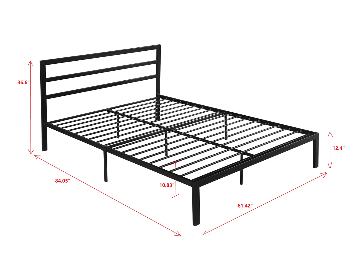 Black Metal Bed Frame with Headboard