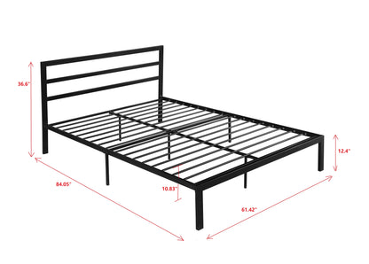 Black Metal Bed Frame with Headboard