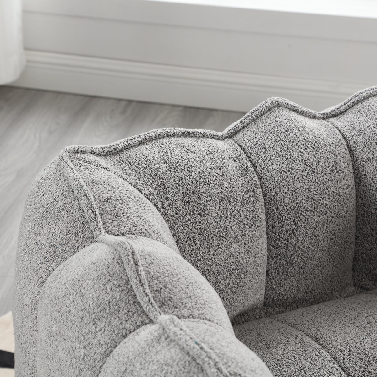 Soft Bean Bag Chair – Beige High-Resilience Foam
