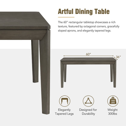 6-Piece Farmhouse Dining Set Beige Gray