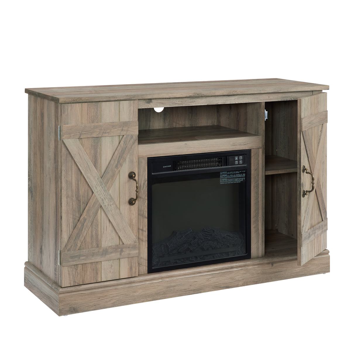 Gray Wash Wood Media Console TV Stand