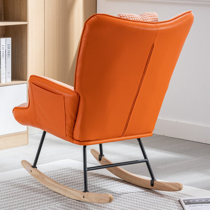 Houndstooth Rocking Chair – Orange Fabric