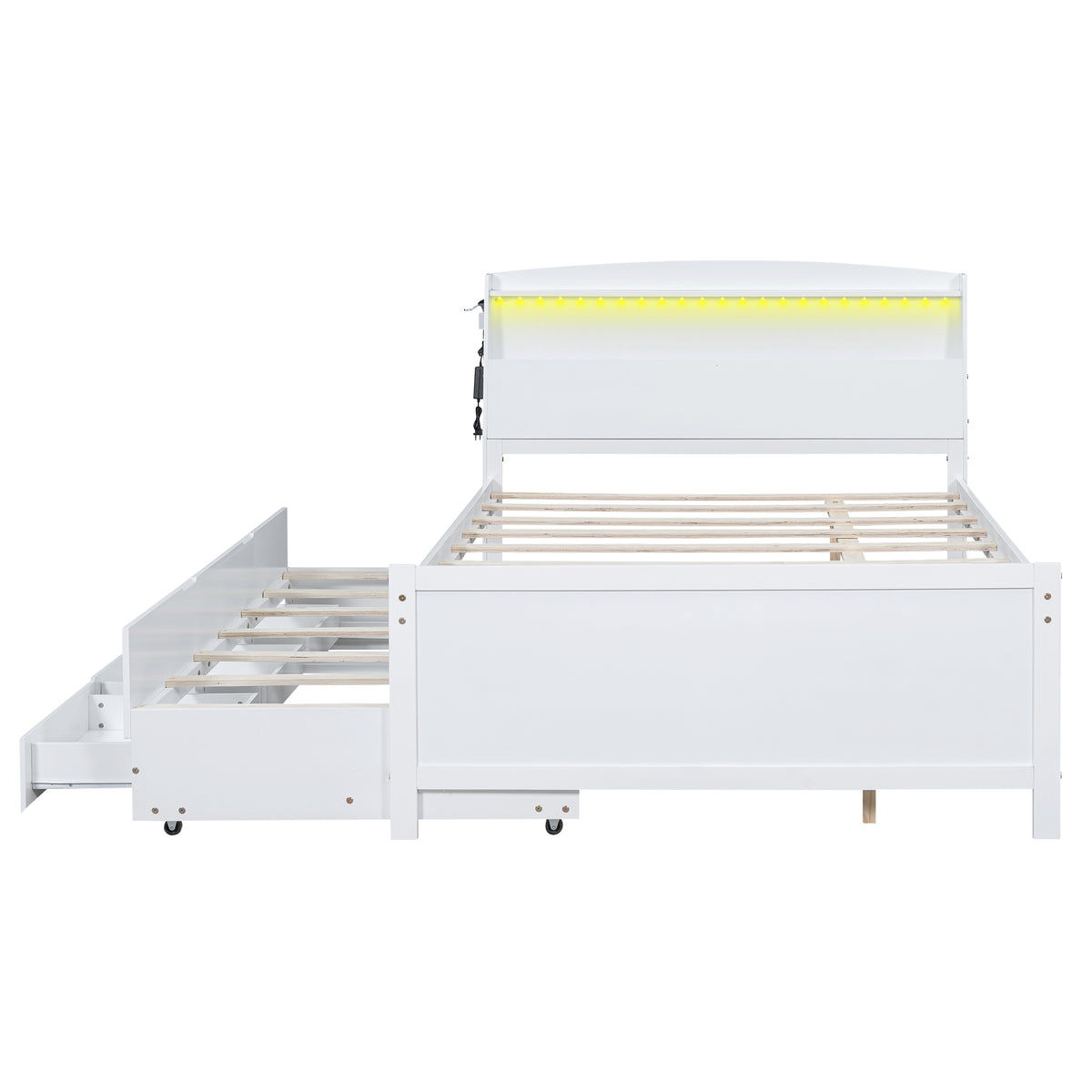 Full Storage Platform Bed White