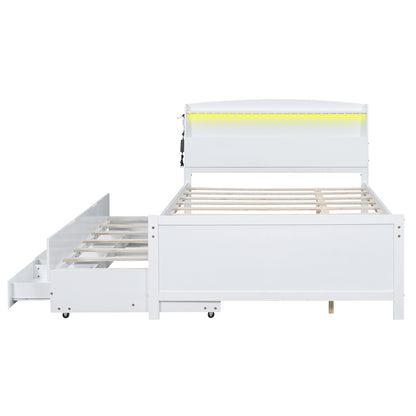 Full Storage Platform Bed White
