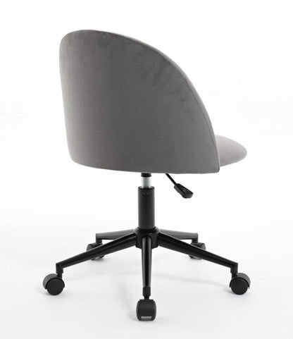 Velvet Swivel Office Chair – Black Legs