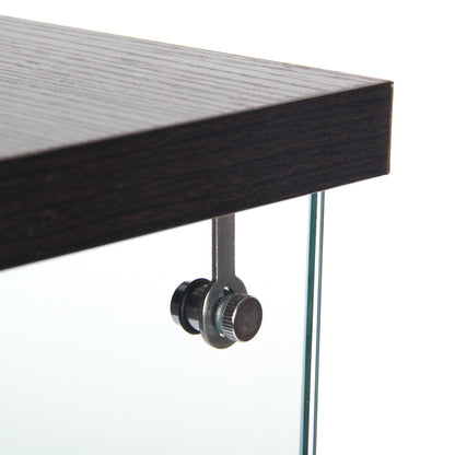 4-Layer Black Glass Display Cabinet with Doors