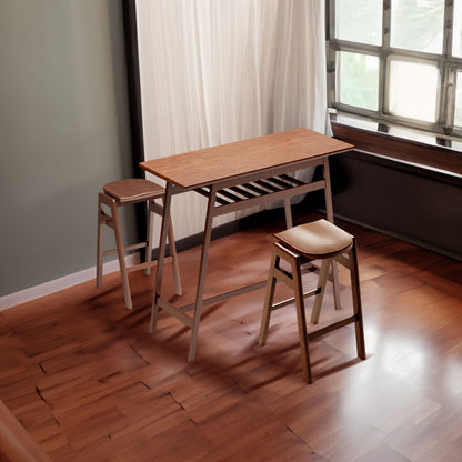 Retro Pub Dining Set (3 pcs) – Antique Brown