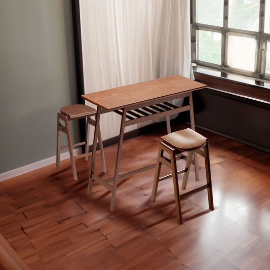 Retro Pub Dining Set (3 pcs) – Antique Brown
