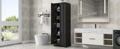 Black Storage Cabinet with Adjustable Shelf MDF Board
