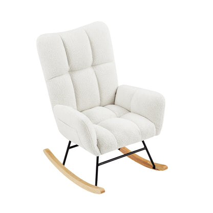 Teddy Fabric Rocking Chair Off White