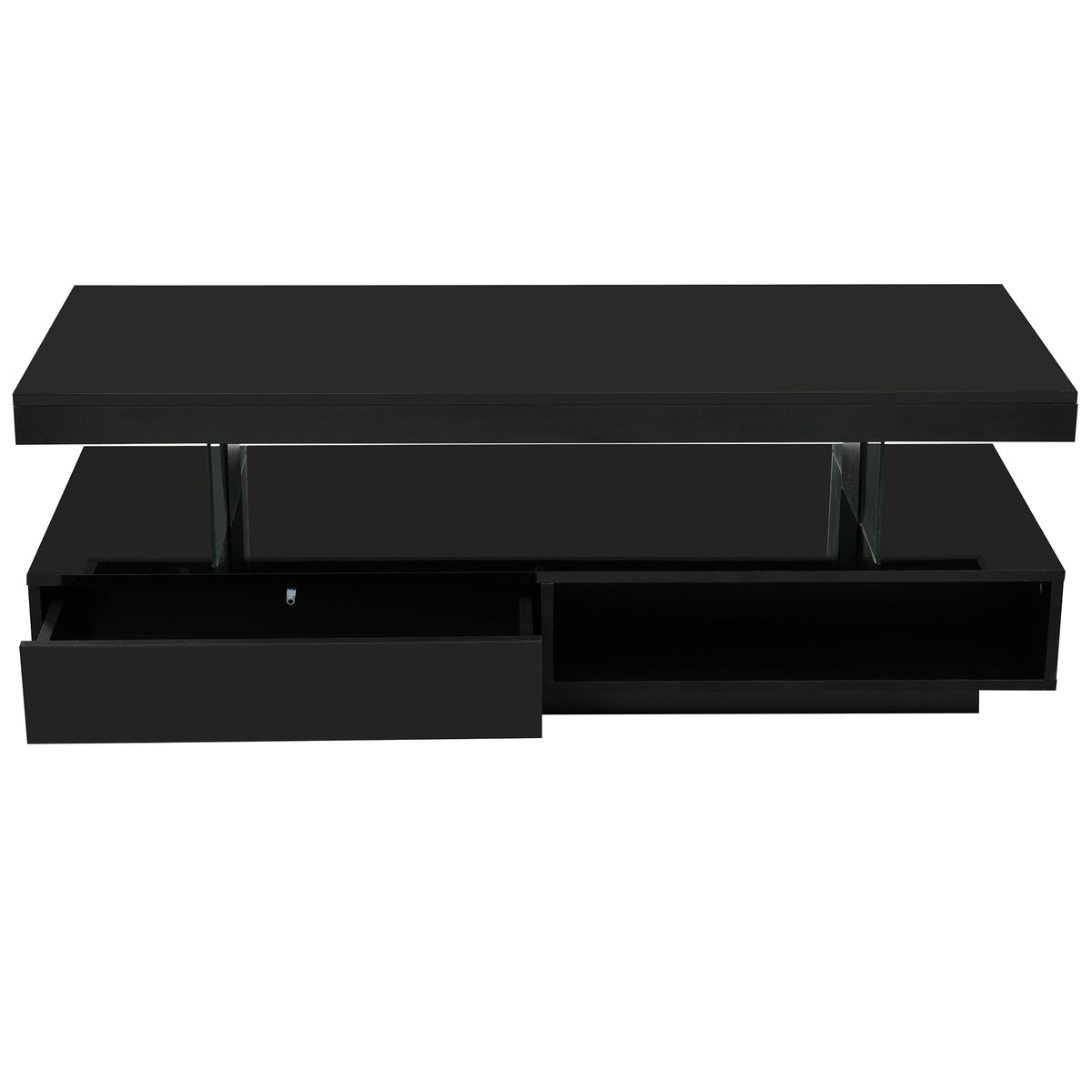 LED Coffee Table with Display and Storage Black
