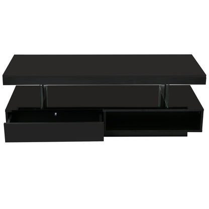LED Coffee Table with Display and Storage Black