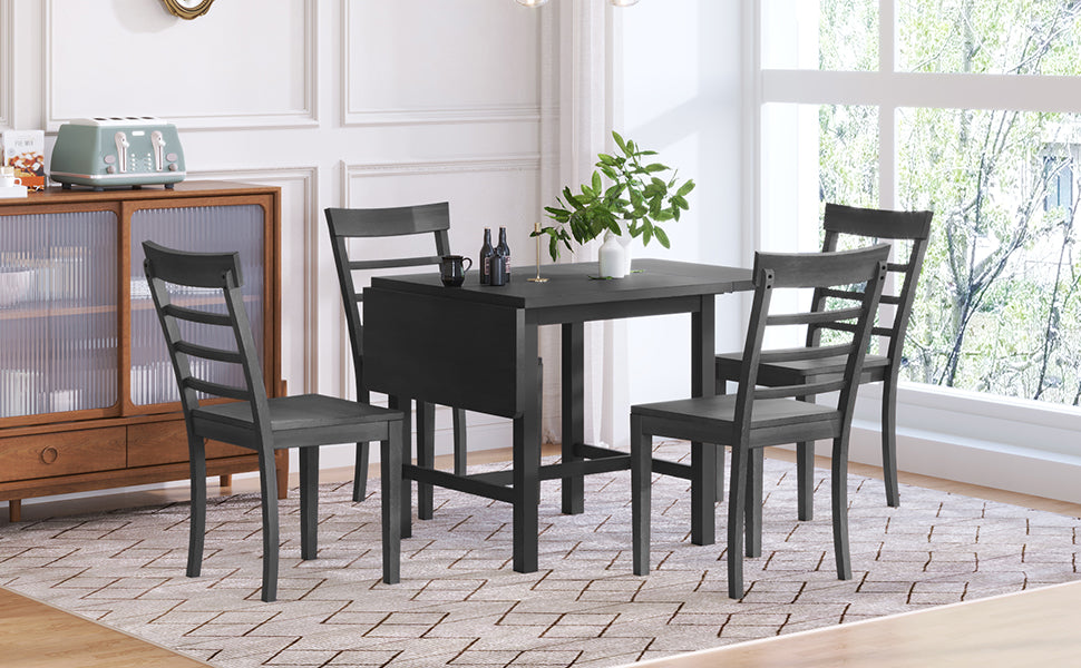 5-Piece Pendant Dining Set with Ladder Back Chairs