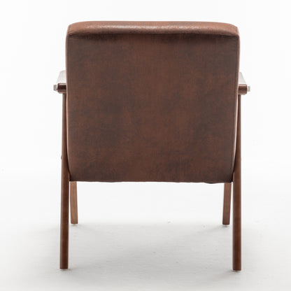 Medieval Wood Accent Chair with Thick Backrest