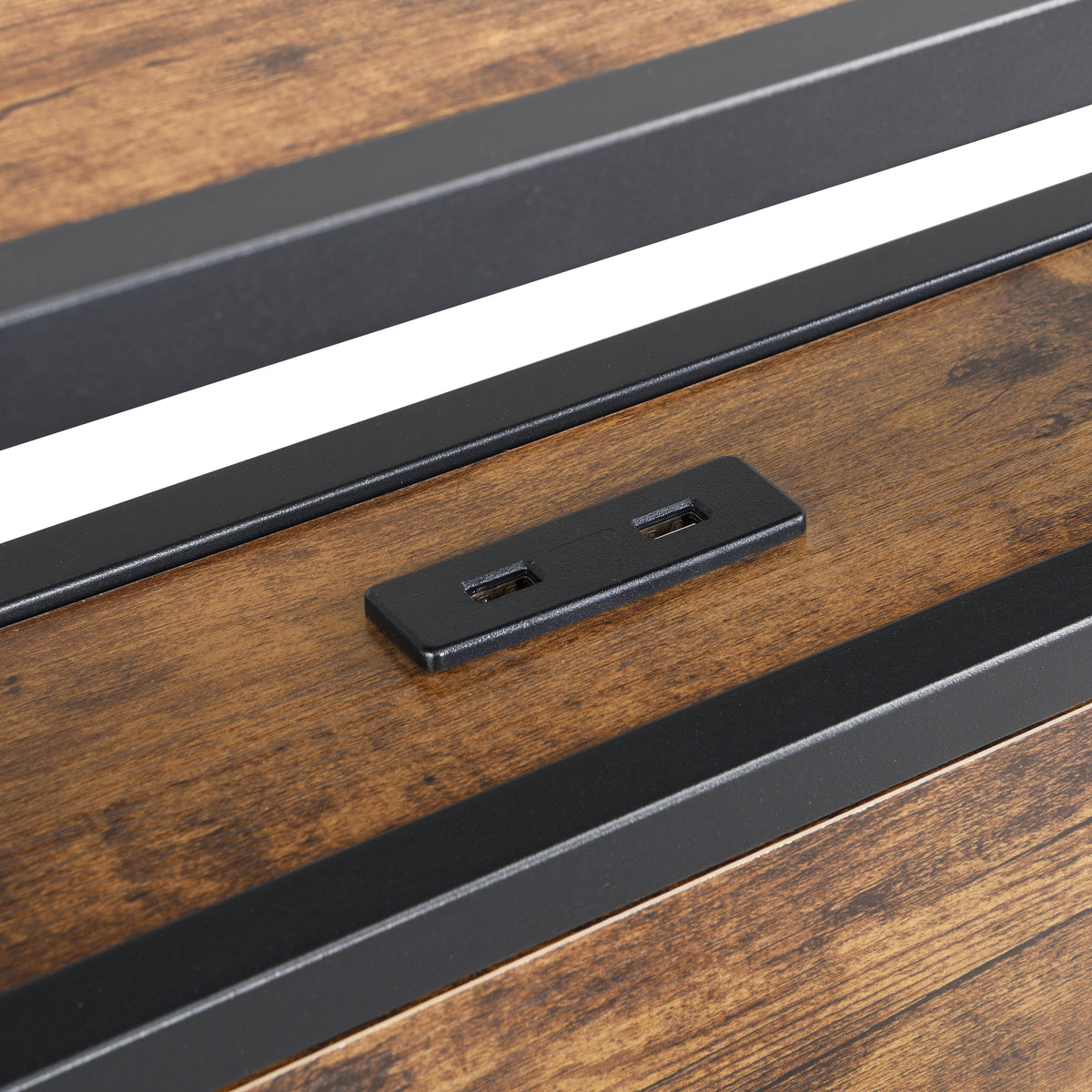 Industrial Storage Bed with LED & USB – Rustic Brown