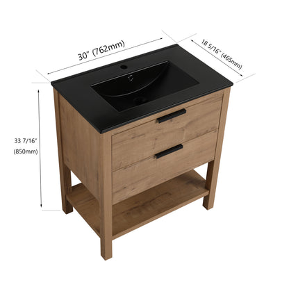30-Inch Vanity with 2 Drawers Black Finish