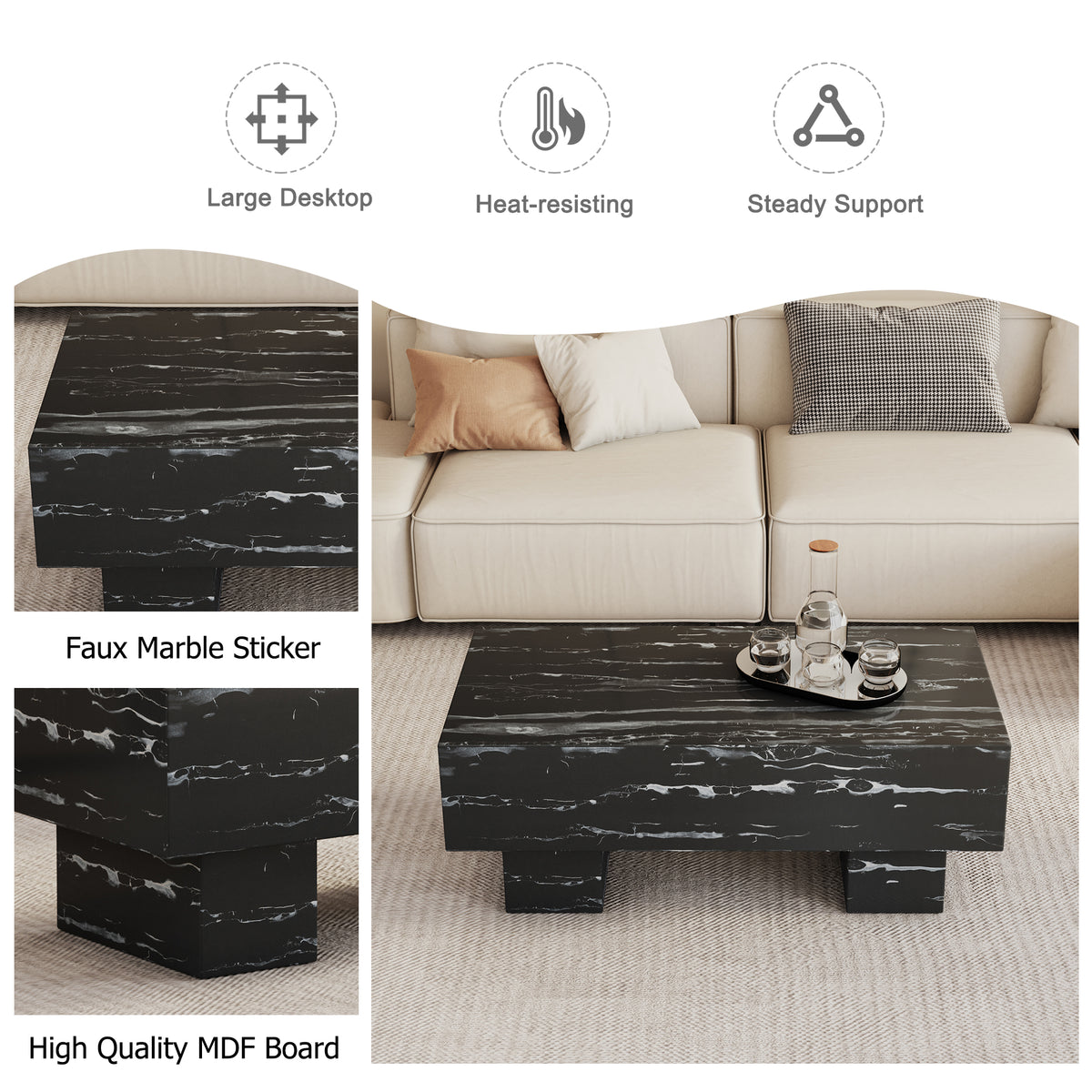 Black Modern Rectangle Coffee Table