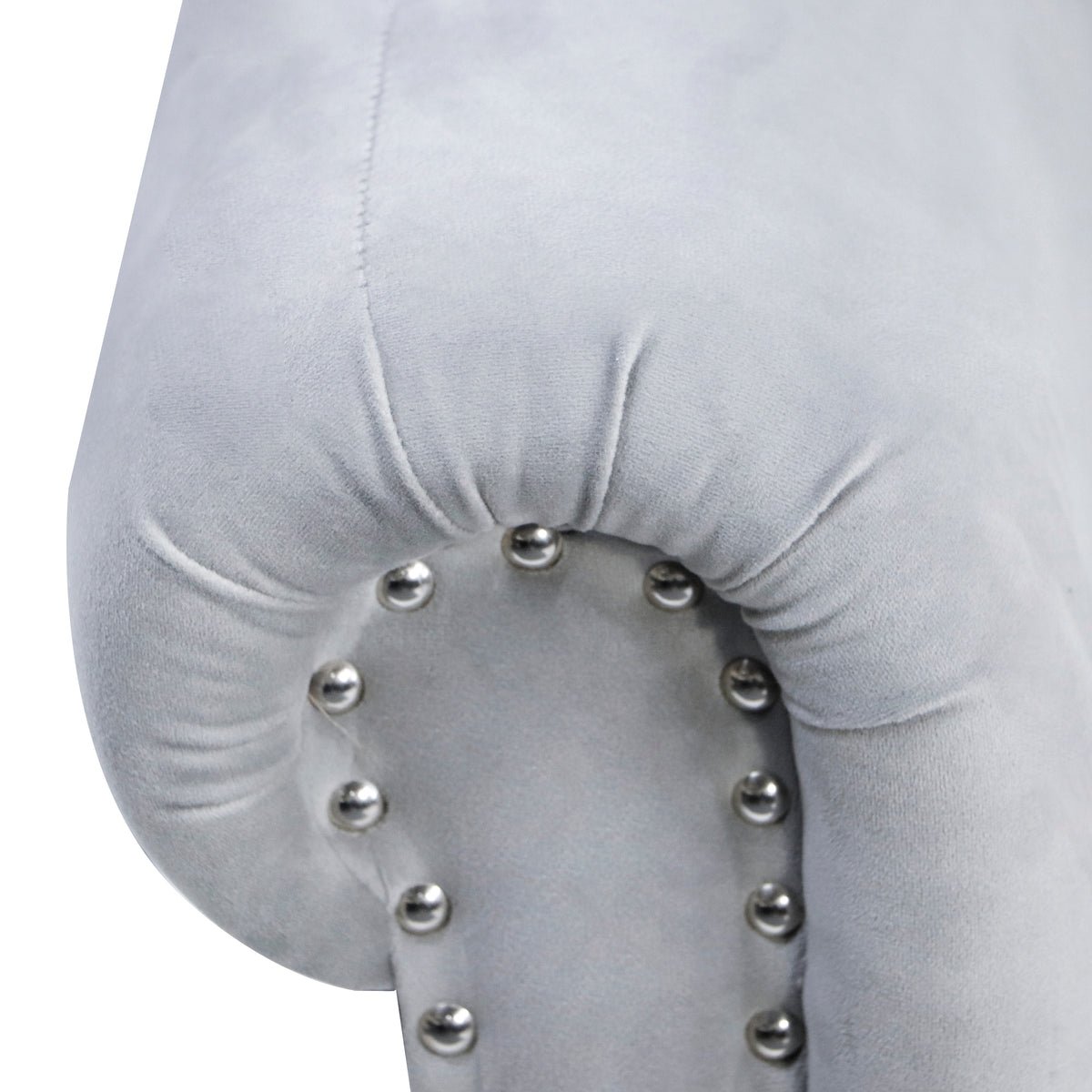 Grey Velvet Lounge Chaise – Modern Roll Arm