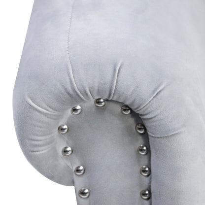 Grey Velvet Lounge Chaise – Modern Roll Arm