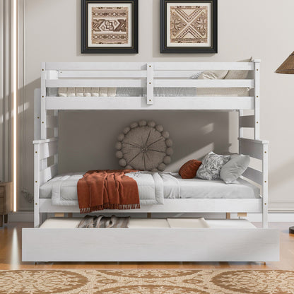 Twin-Full Bunk Bed with Trundle – White