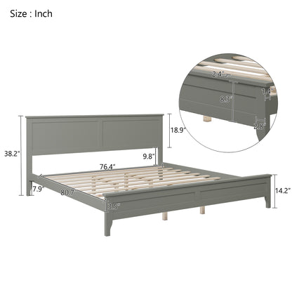 Gray Platform Bed King