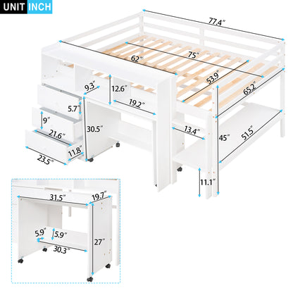 Low Loft Bed White