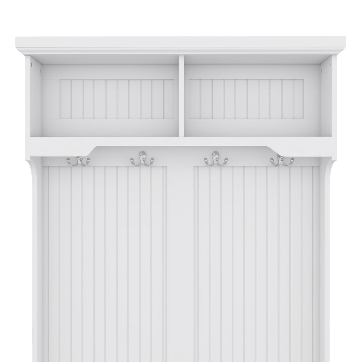 White Hall Tree Bench with Coat Hooks