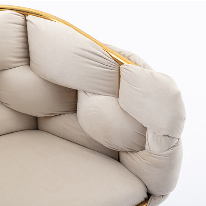 Leisure Velvet Lounge Chair – Beige