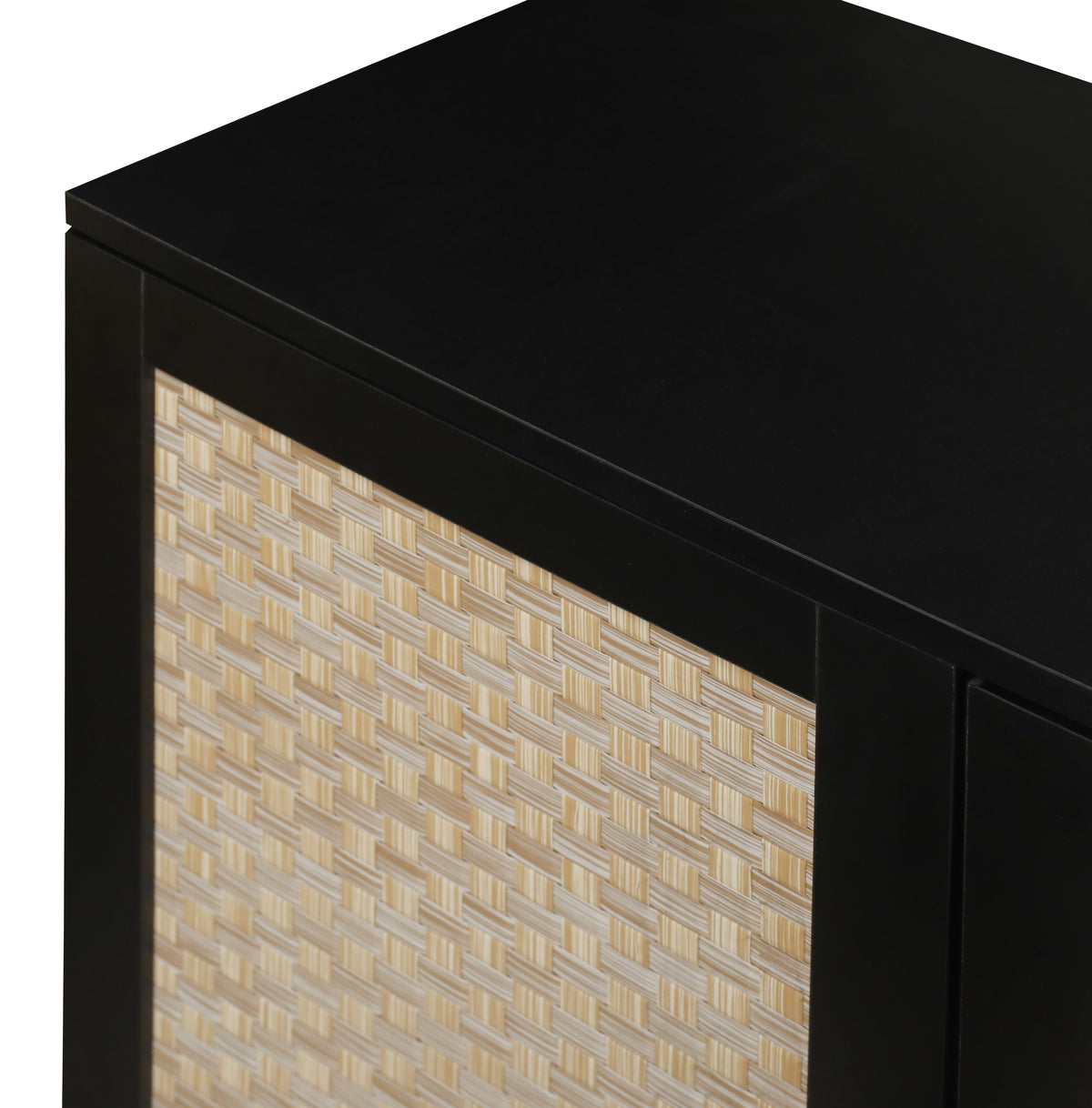 Rattan 4-Door Sideboard Black