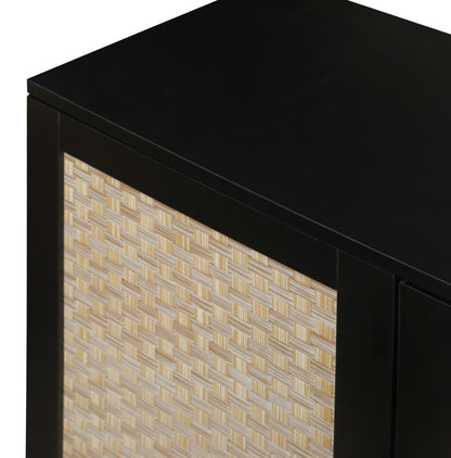 Rattan 4-Door Sideboard Black