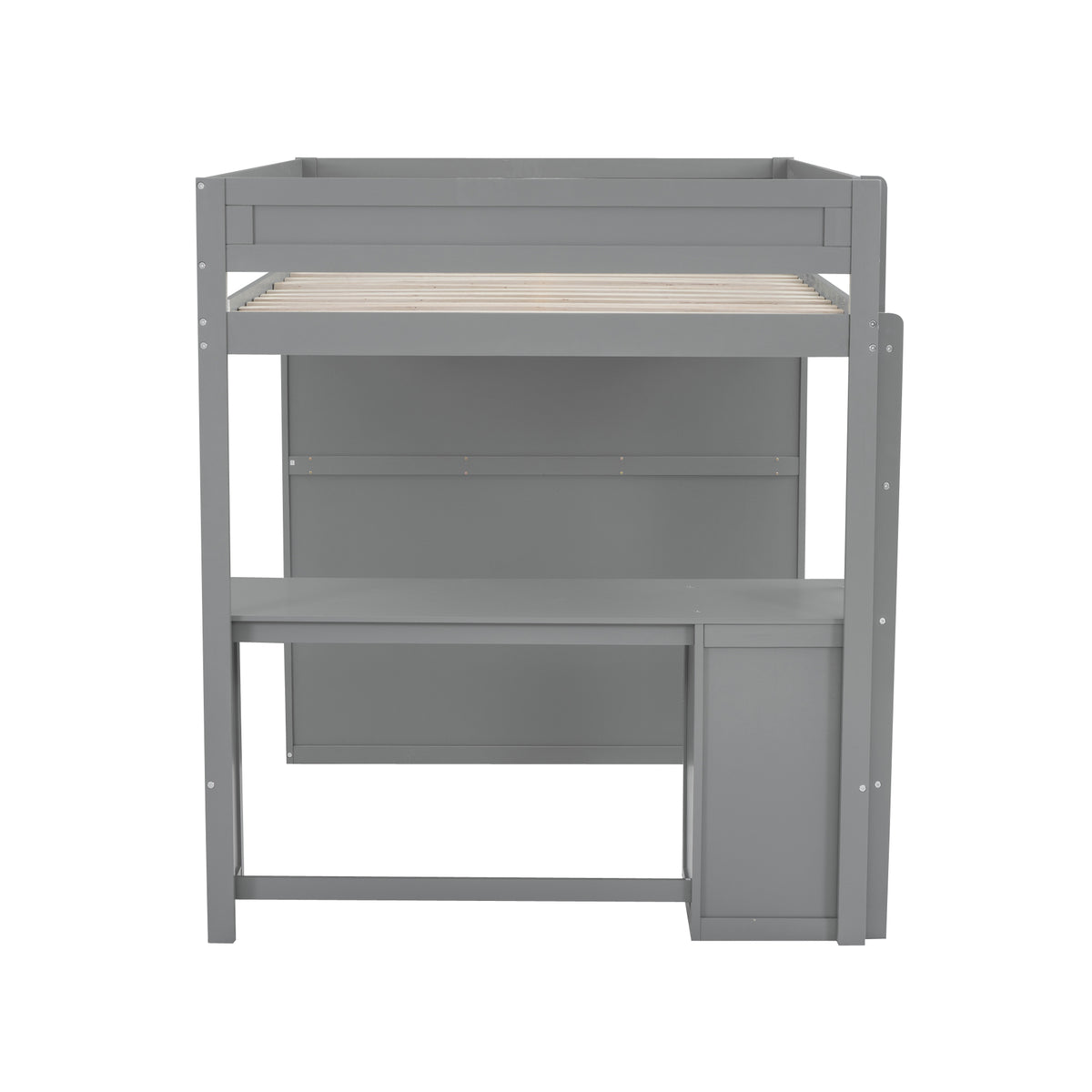 Full Loft Bed with Wardrobe Gray