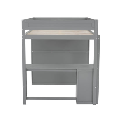 Full Loft Bed with Wardrobe Gray