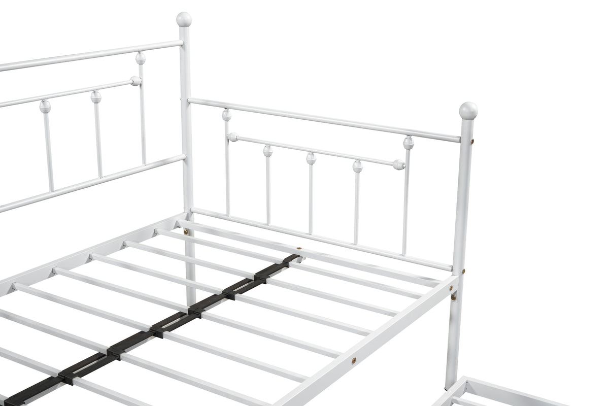 Metal Double Platform Bed Light Gray