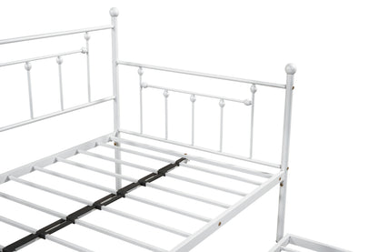 Metal Double Platform Bed Light Gray