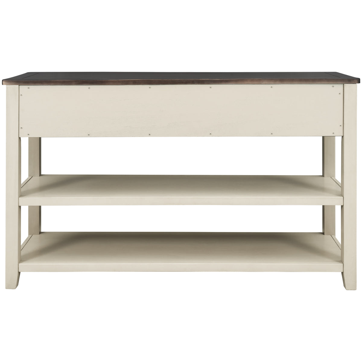 Beige Wood Console Table – Espresso Accents
