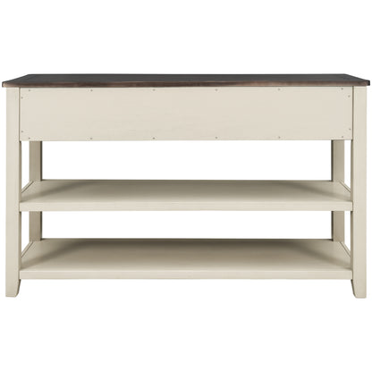 Beige Wood Console Table – Espresso Accents