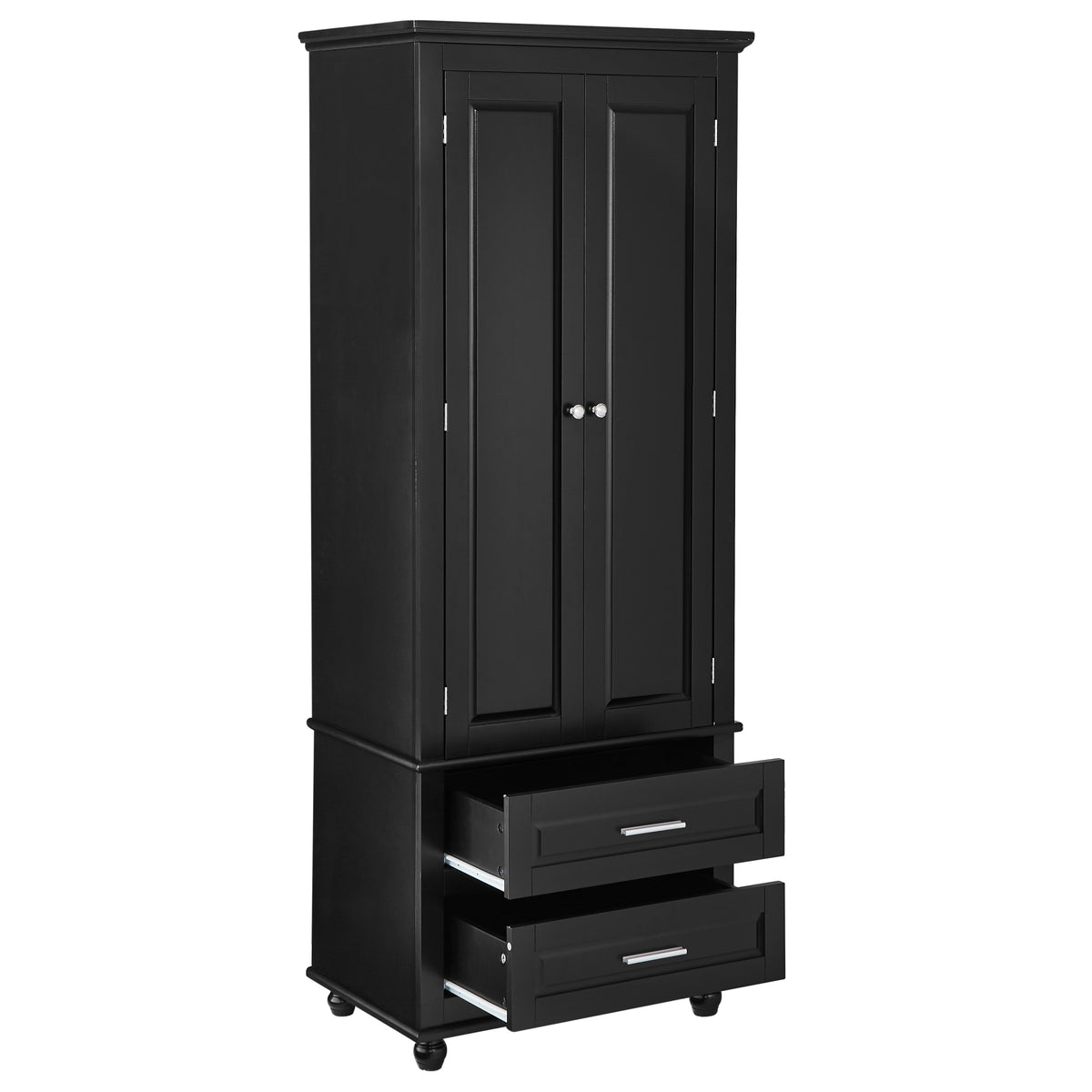 Tall Black Storage Cabinet with Drawers