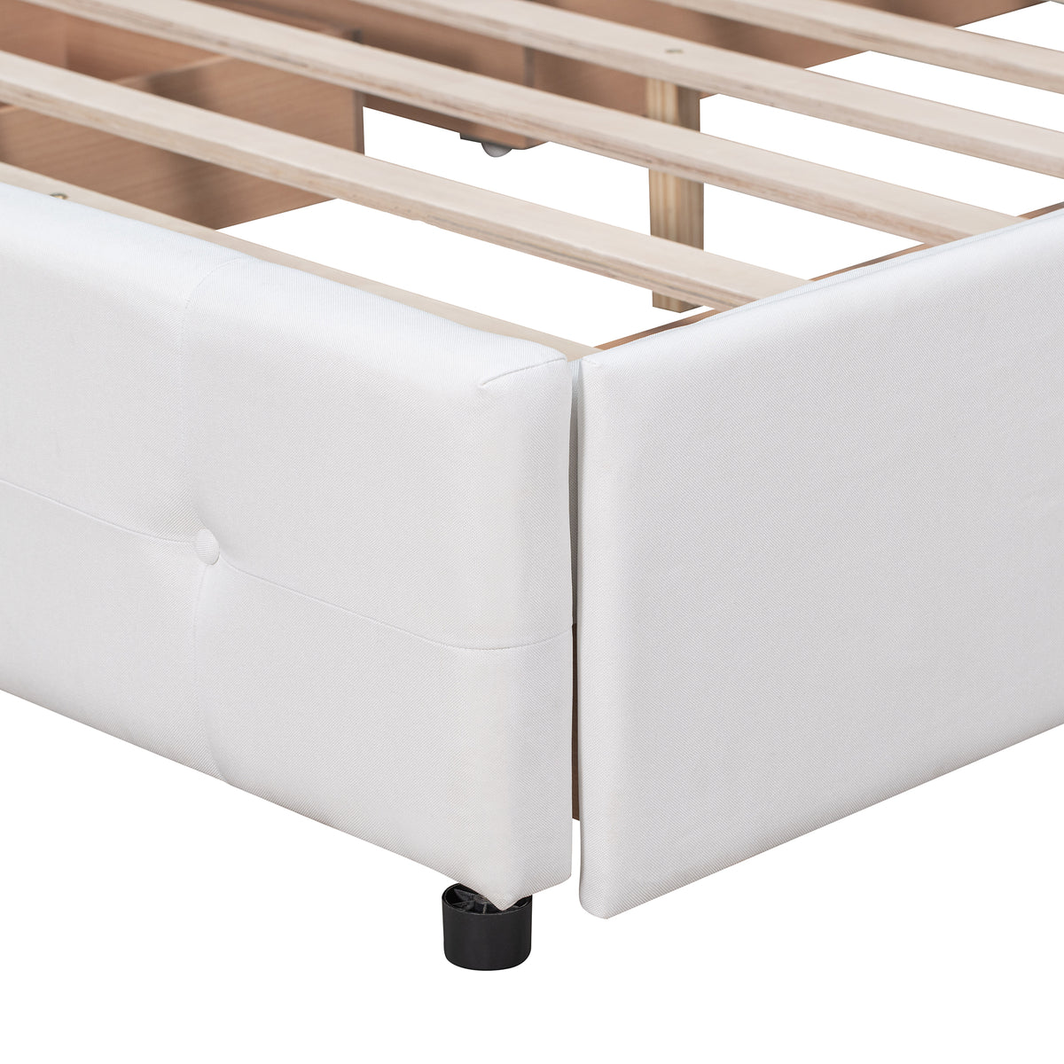 Upholstered Platform Bed Queen Linen