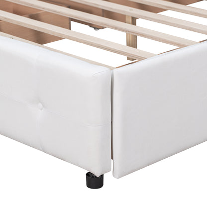Upholstered Platform Bed Queen Linen