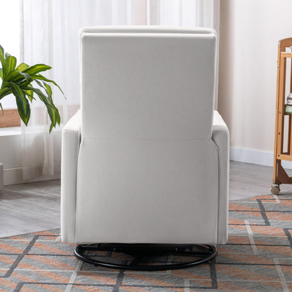Beige Modern Upholstered Rocker Recliner Chair